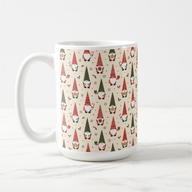 Taza De Café Patrón de fiesta de gnomos de Navidad (Izquierda)