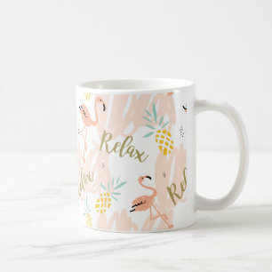 Taza De Café Patrón de flamenco rosa tropical pastel