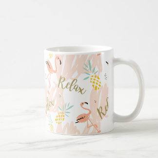 Taza De Café Patrón de flamenco rosa tropical pastel
