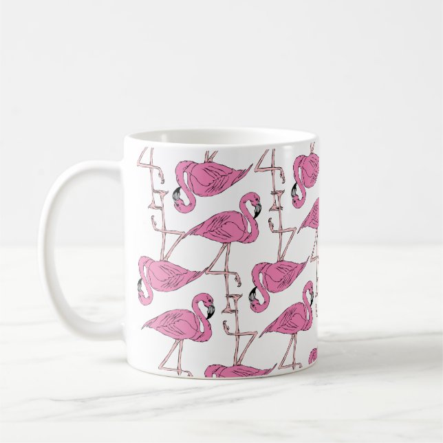 Taza De Café Patrón de flamenco rosado de moda (Izquierda)