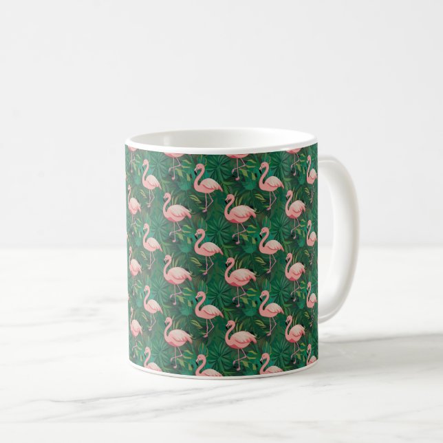 Taza De Café Patrón de flamenco tropical (Anverso derecho)