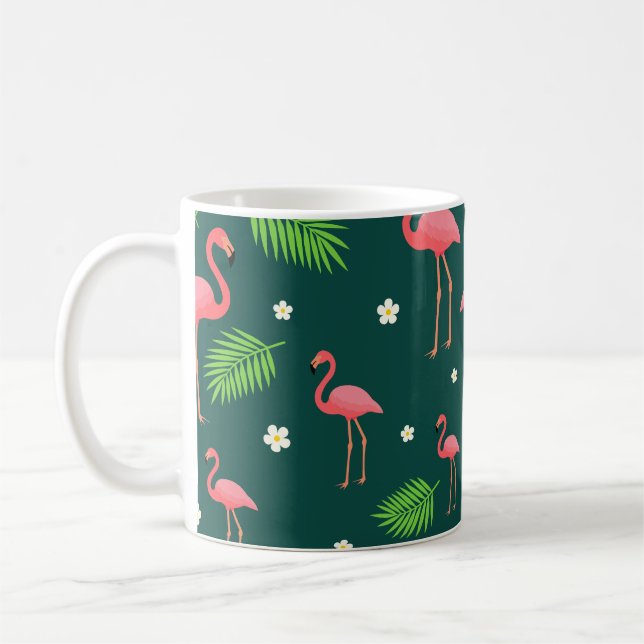 Taza De Café Patrón de Flamenco Tropical (Izquierda)
