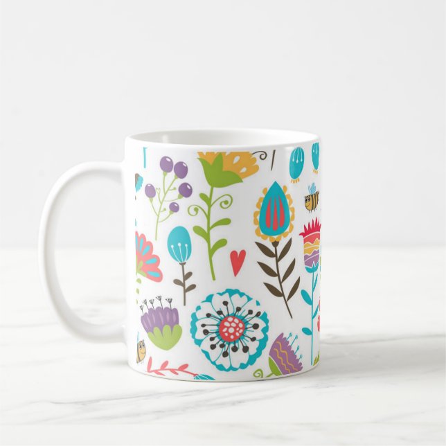 Taza De Café Patrón de flor (Izquierda)