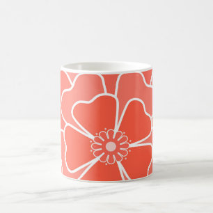 Taza De Café Patrón de flor abstracta naranja