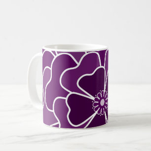 Taza De Café patrón de flor abstracta púrpura oscuro