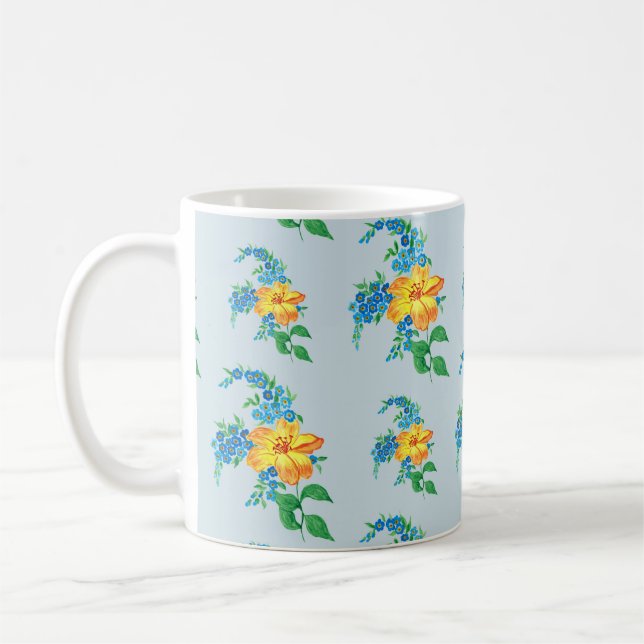 Taza De Café Patrón de flor amarillo simple (Izquierda)