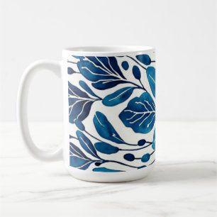 Taza De Café Patrón de flor azul marino