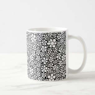 Taza De Café Patrón de flor de blanco y negro dibujado a mano