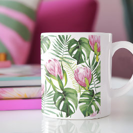 Taza De Café Patrón de flor de hojas de palma tropical