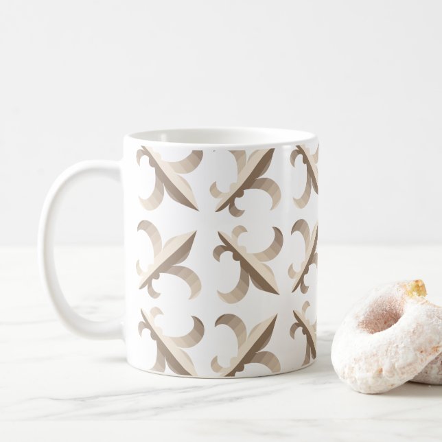Taza De Café Patrón de flor de lis rayada (Con donut)