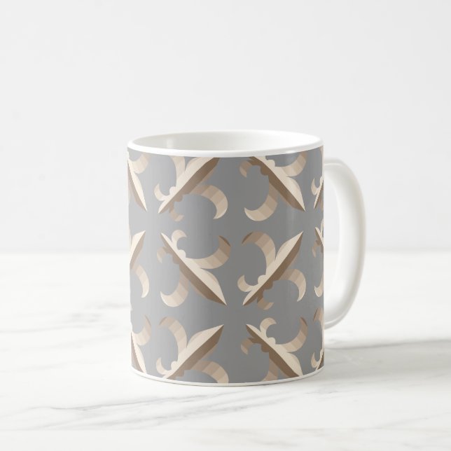 Taza De Café Patrón de flor de lis rayada (Anverso derecho)