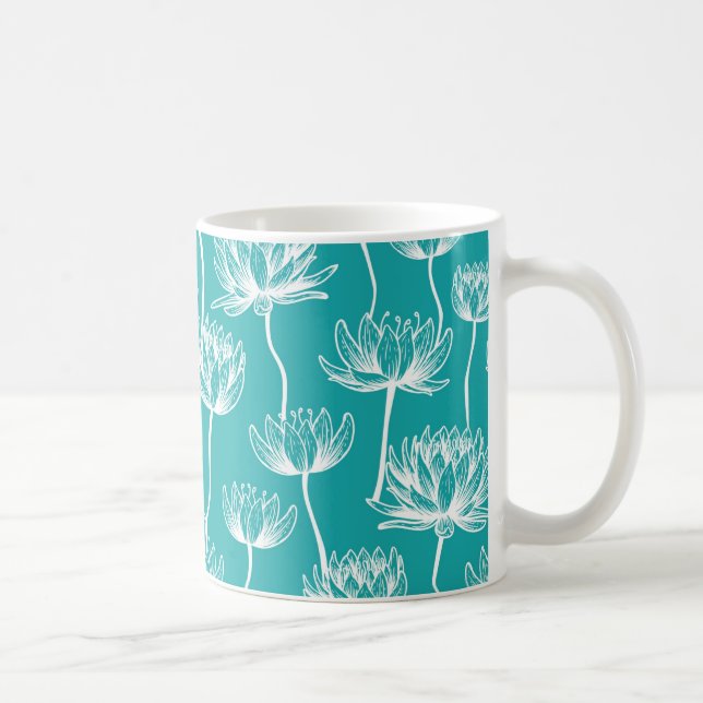 Taza De Café patrón de flor de loto (Derecha)