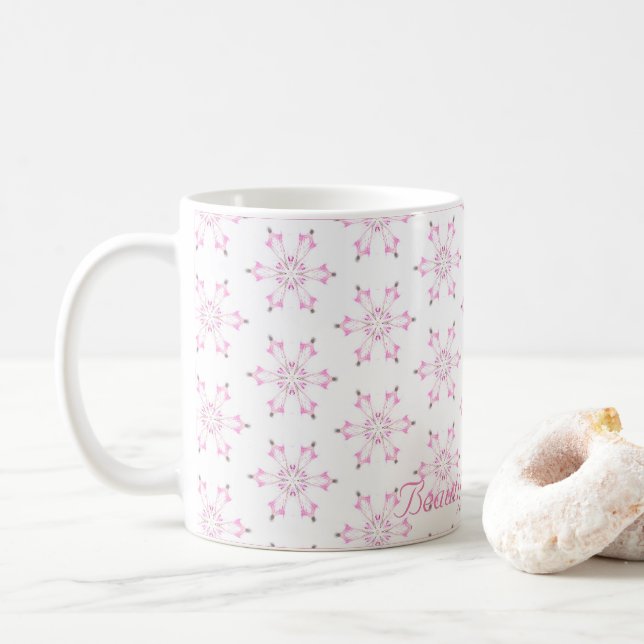 Taza De Café Patrón de flor de niña bebe rosa Baby Shower Beaut (Con donut)