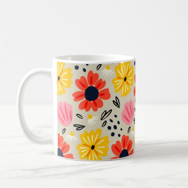 Taza De Café Patrón de Flor de Primavera  (Izquierda)