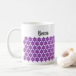 Taza De Café Patrón de flor negrita morado clematis personaliza