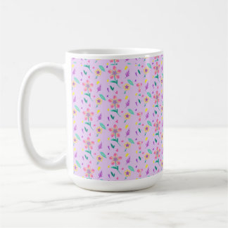 Taza De Café "Patrón de flor pastel - Floral de acuarela suave
