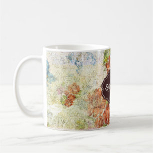 Taza De Café Patrón de flor personalizado con estilo vintage de