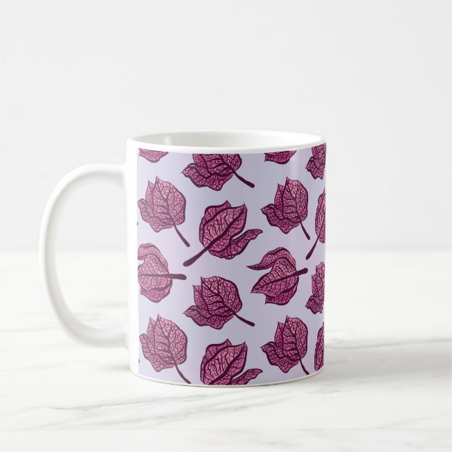 Taza De Café Patrón de flor Pink Physalis Pastel Botánico (Izquierda)