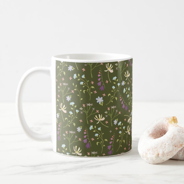 Taza De Café Patrón de flor Primavera Floral Clásico (Con donut)