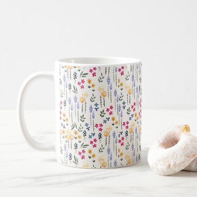 Taza De Café Patrón de flor Primavera Floral Clásico (Con donut)