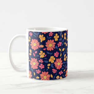 Taza De Café Patrón de flor retro