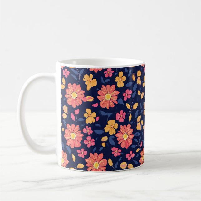 Taza De Café Patrón de flor retro (Izquierda)