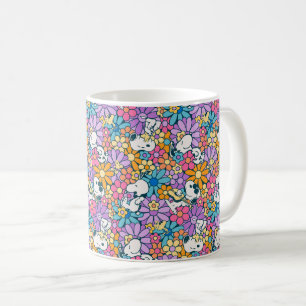 Taza De Café Patrón de flor Snoopy & Woodstock