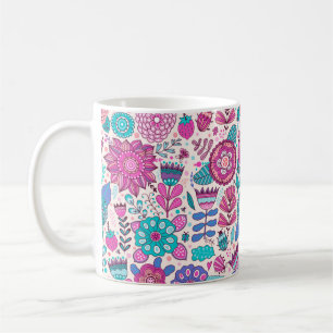 Taza De Café Patrón de flor vintage. Textura botánica sin solda