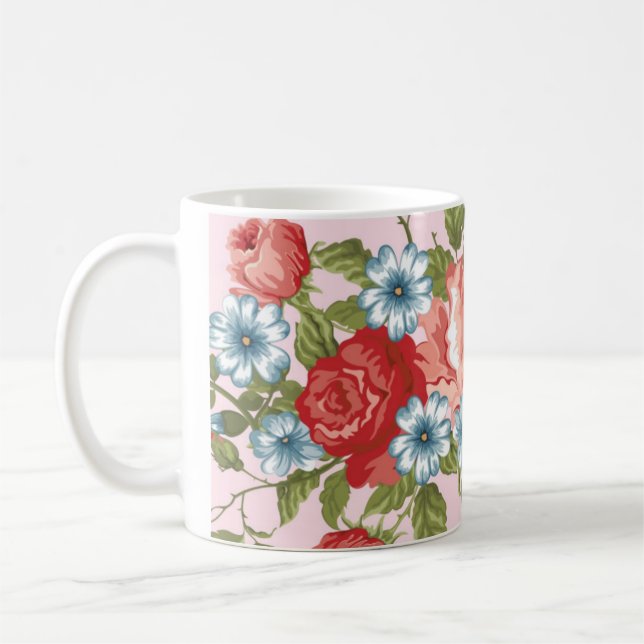 TAZA DE CAFÉ PATRÓN DE FLORES (Izquierda)