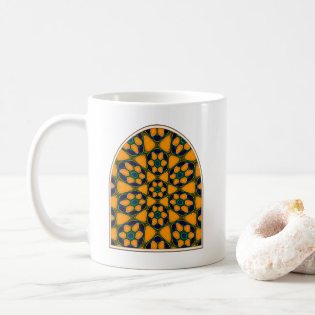 Taza De Café Patrón de flores abstractas únicas (Con donut)