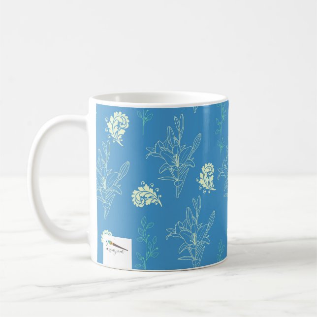 Taza De Café Patrón de flores azules (Izquierda)
