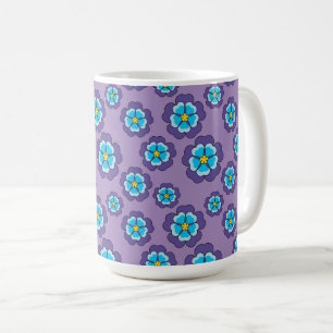 Taza De Café Patrón de flores azules violetas