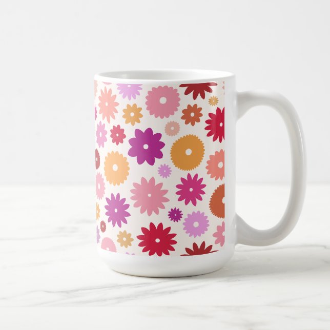 Taza De Café Patrón de flores coloridas (Derecha)