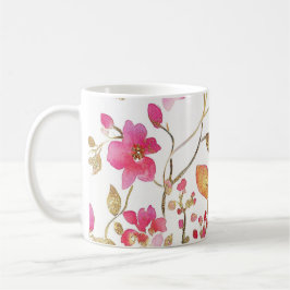 Taza De Café Patrón de flores de begonia rosa
