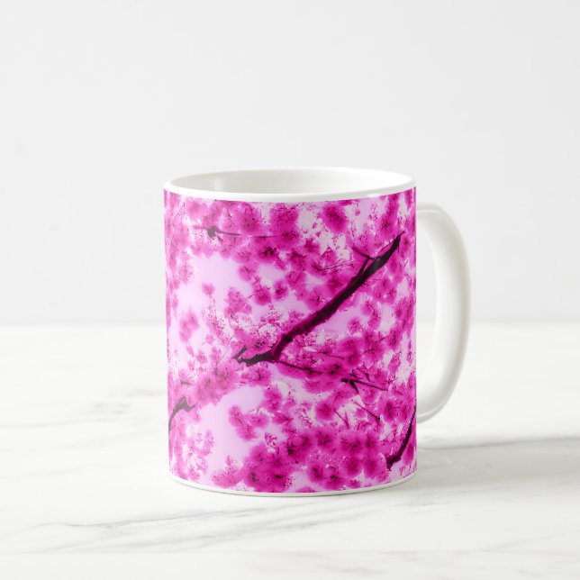 Taza De Café Patrón de flores de cerezo acuarela (Anverso derecho)