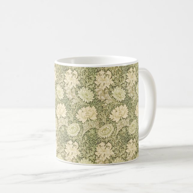 Taza De Café Patrón de flores de crisantemo (por William Morris (Anverso derecho)