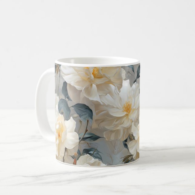 Taza De Café Patrón de flores de Gardenia (Anverso izquierdo)