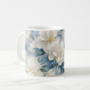 Taza De Café Patrón de flores de gardenia blanca