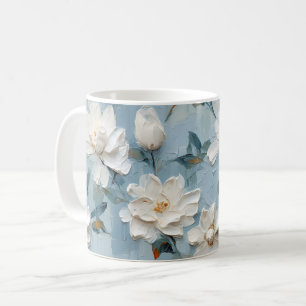 Taza De Café Patrón de flores de gardenia blanca