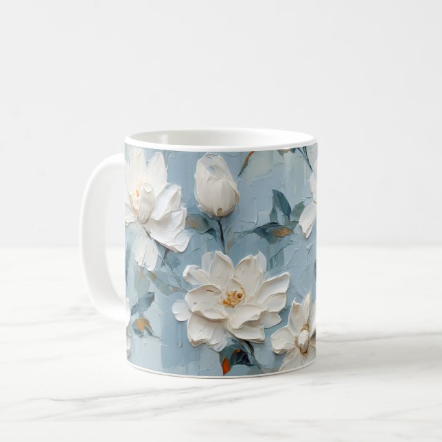 Taza De Café Patrón de flores de gardenia blanca (Anverso izquierdo)