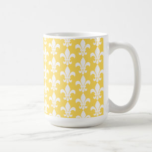 Taza De Café Patrón de flores de liis amarillas y blancas