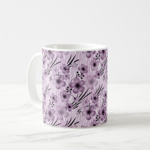 Taza De Café patrón de flores de lila sobre fondo de tigre