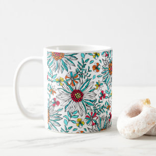 Taza De Café Patrón de flores de margarita roja, Naranja amaril