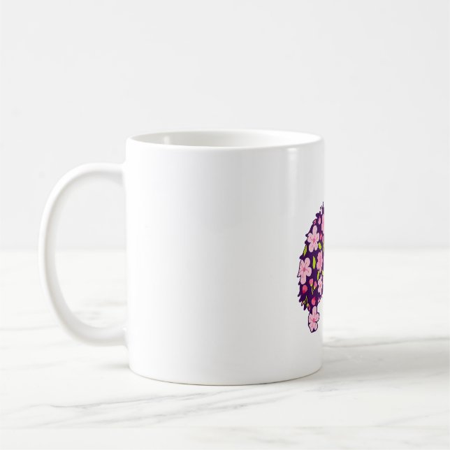 Taza De Café Patrón de flores de perros panomeranos (Izquierda)