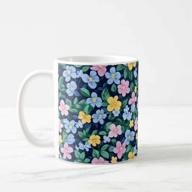 Taza De Café Patrón de flores de primavera (Izquierda)