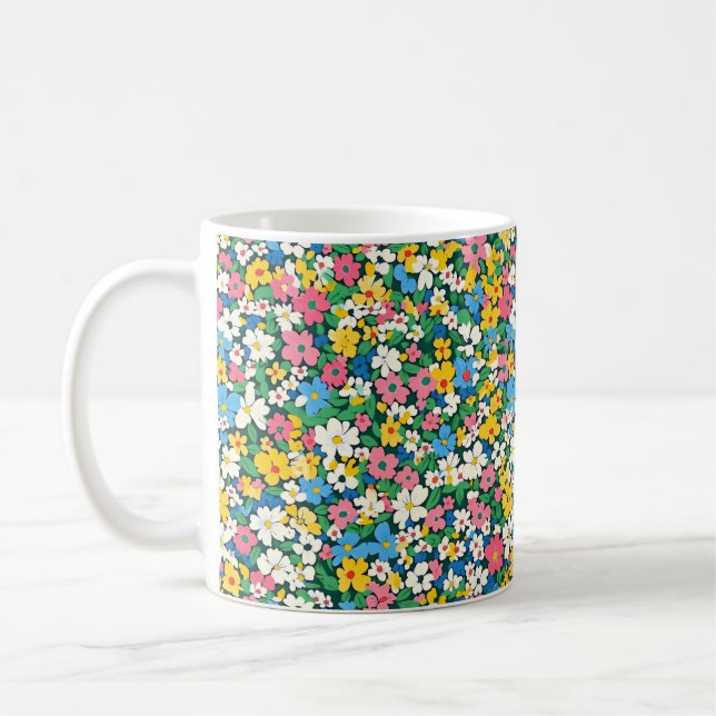 Taza De Café Patrón de flores de primavera pequeñas (Izquierda)