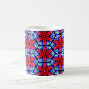 Taza De Café Patrón de flores de tejidos rojos