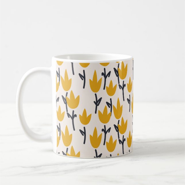 Taza De Café Patrón de flores de tulipano simple (Izquierda)