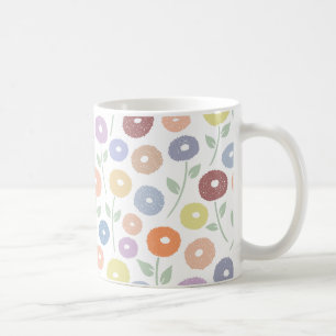 Taza De Café Patrón de flores difusas en pasteles sobre blanco