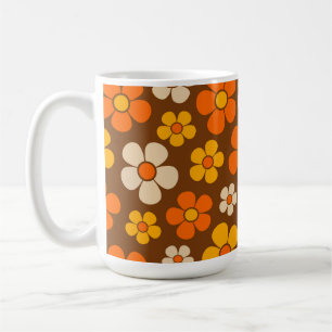 Taza De Café Patrón de flores estilo retro de los años 60